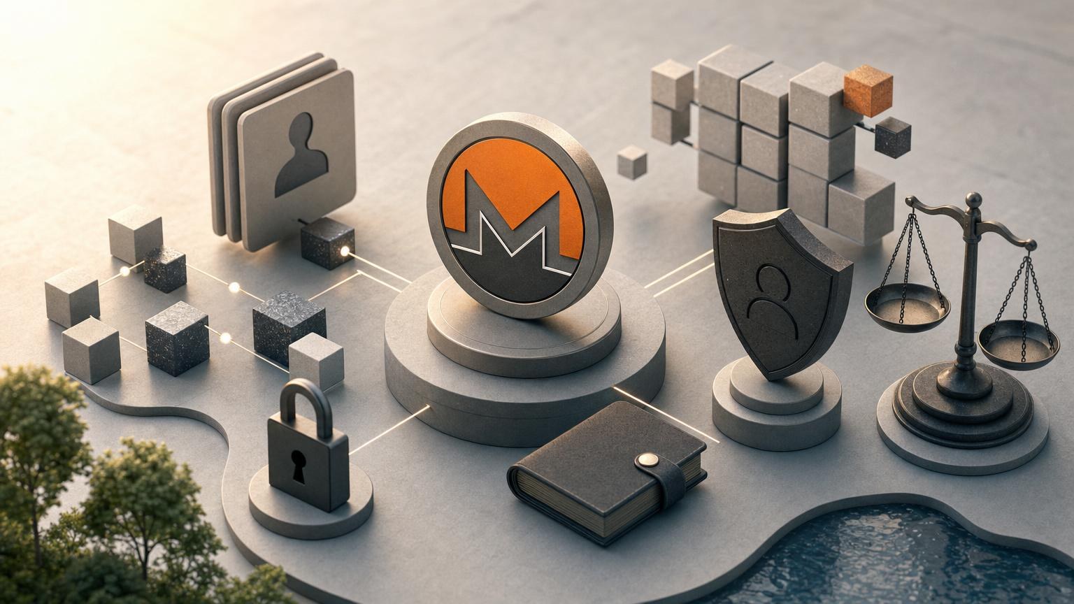 Portefeuille Monero et transaction XMR illustrant la confidentialité intégrée, les contrôles de sécurité et les limites réglementaires